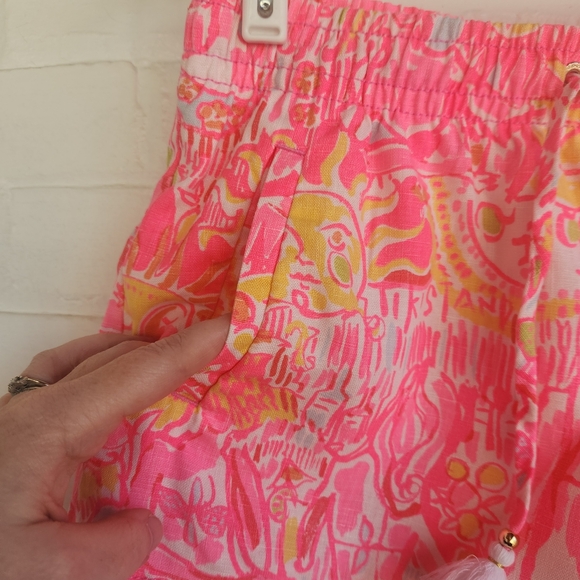 Lilly Pulitzer Kinis In The Keys Linen Shorts Pull On Bright Pink Size Small - Picture 3 of 7